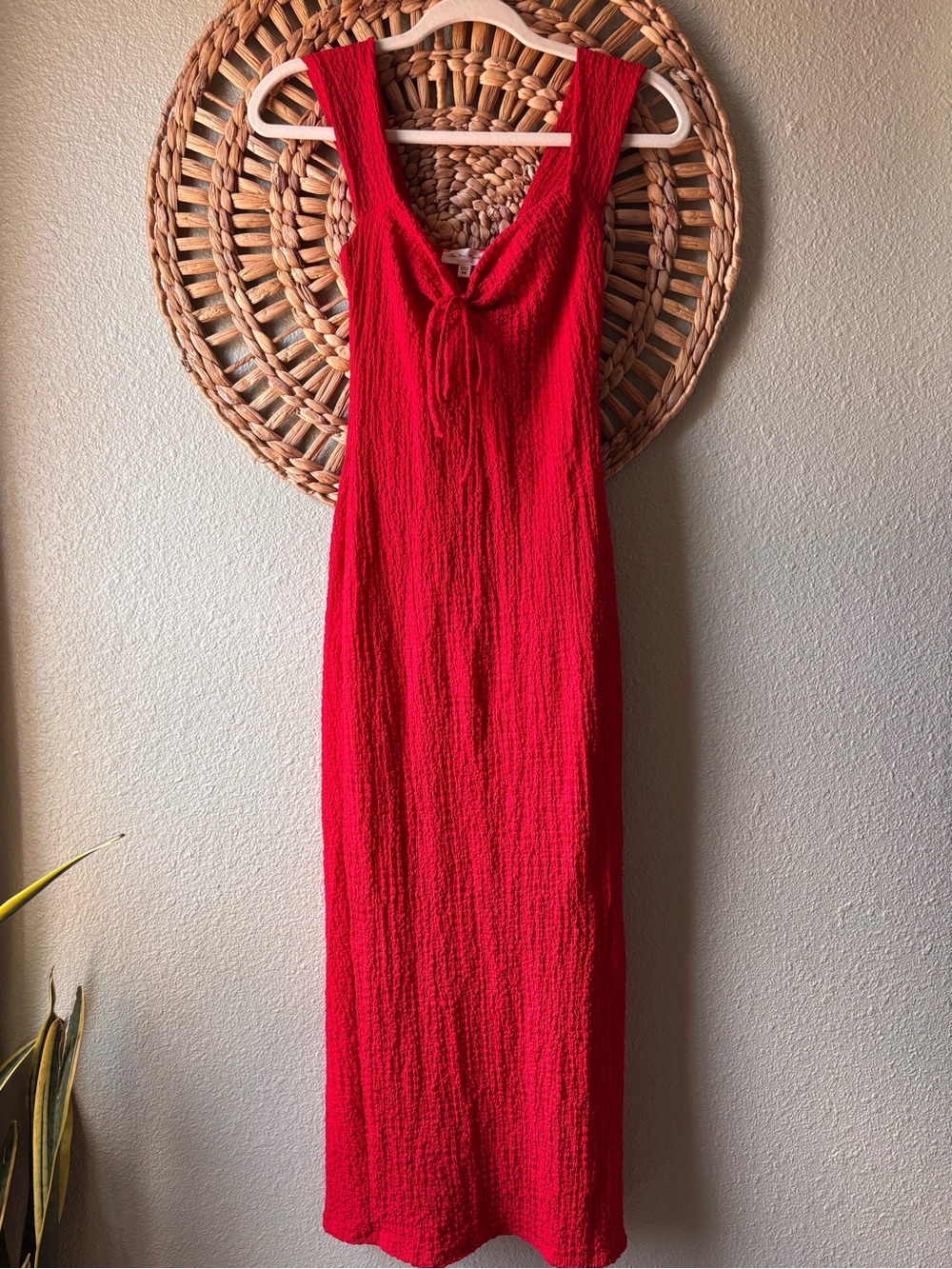 See You Monday Red Tie-Front Maxi Dress